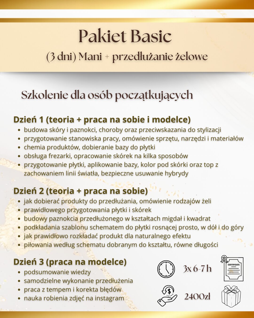 Pakiet Basic podstawowy (hybryda + przedłużanie żelowe)