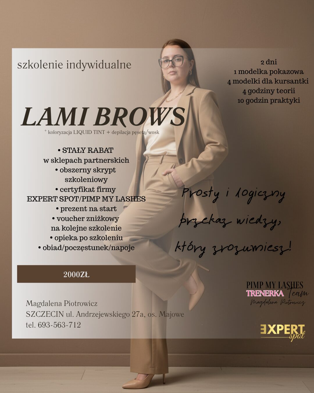 LAMINACJA BRWI z koloryzacją farbami i depilacją pęseta/wosk