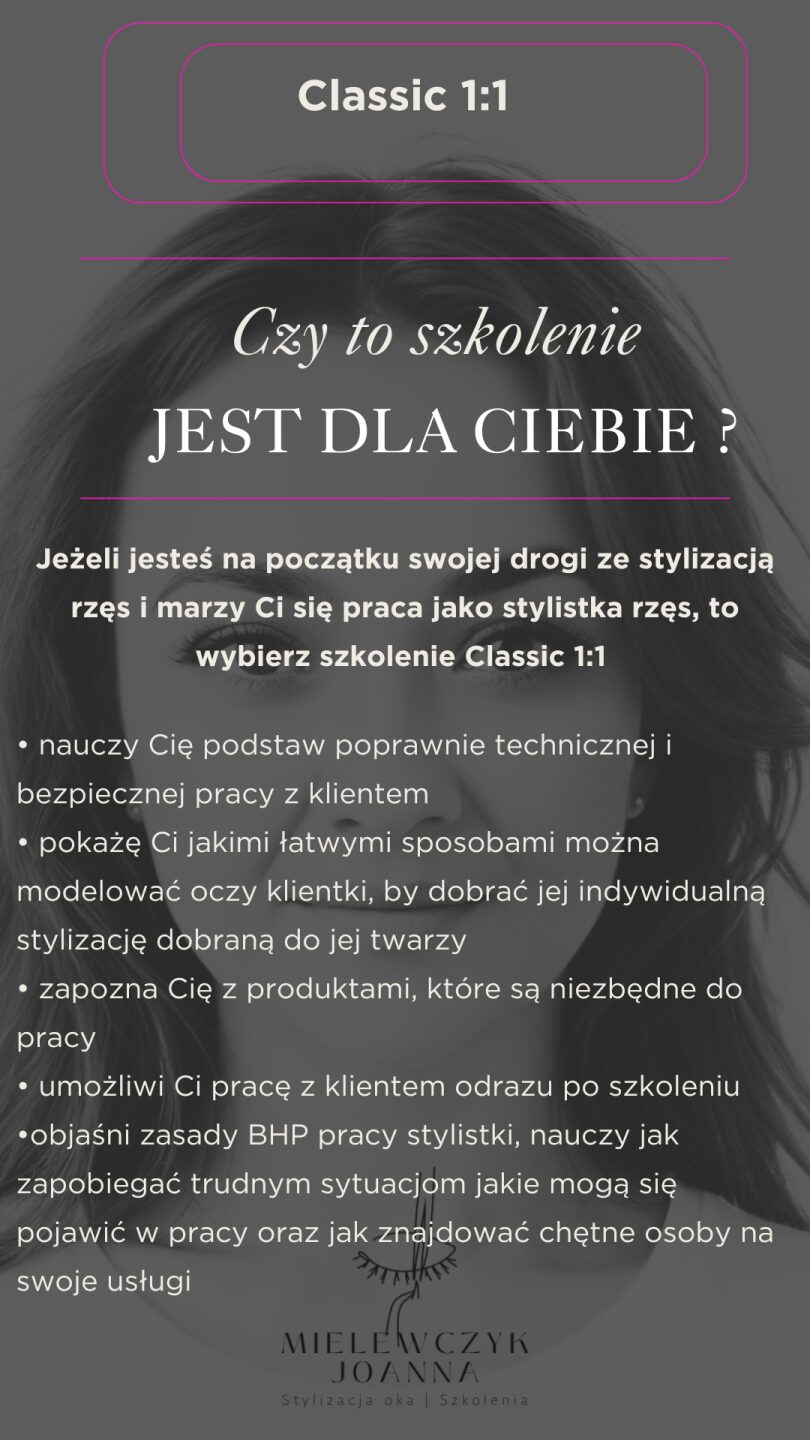 Szkolenie ze stylizacji rzęs Step I ( 1:1 + wet look )