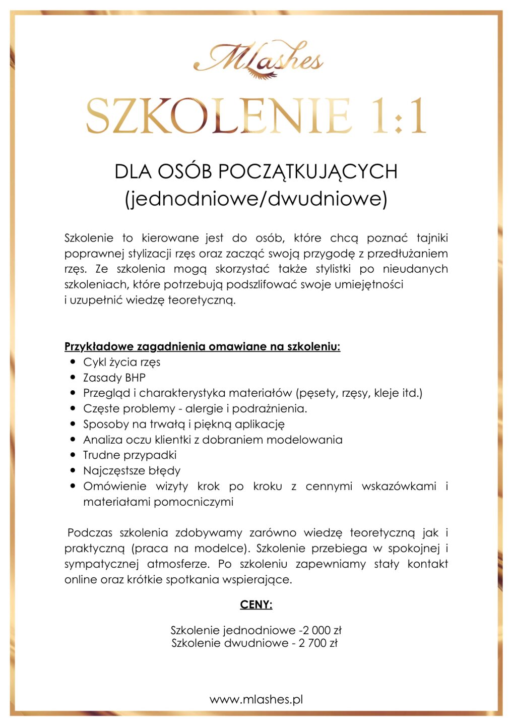 Szkolenie z rzęs metodą 1:1