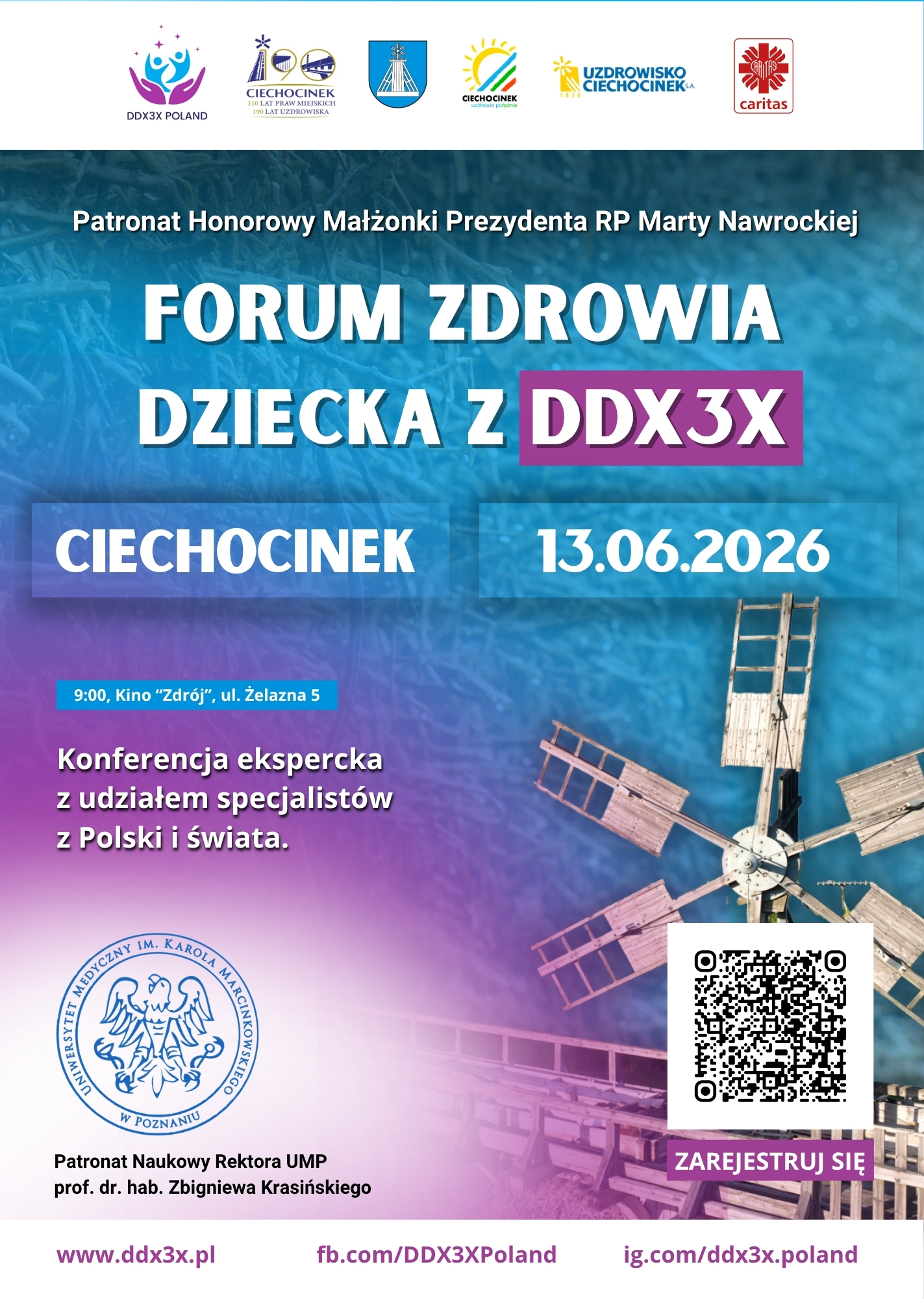 6a26bbee2418ePlakat-Forum-DDX3X-Ciechocinek-2026 z kodem QR