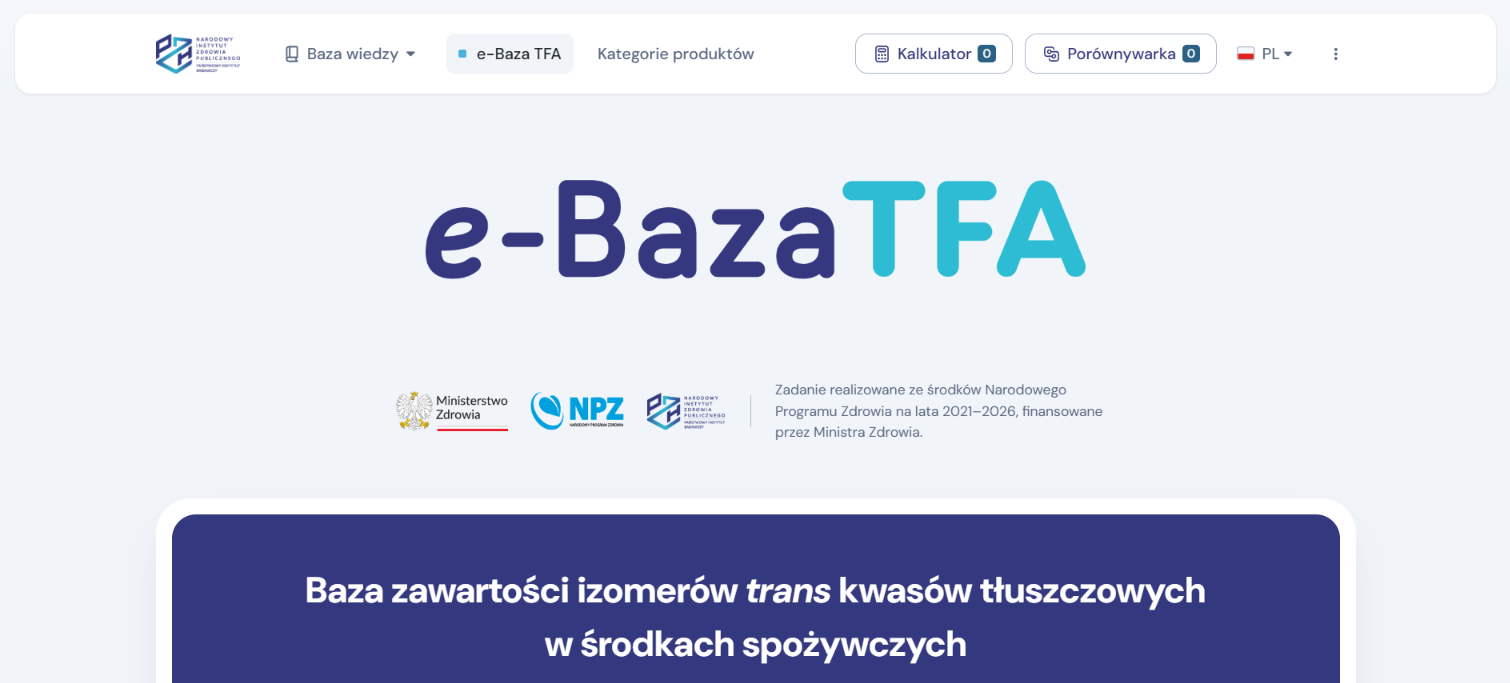 Aktualizacja i rozszerzenie e-Bazy izomerów trans kwasów tłuszczowych